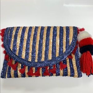 Shiraleah Yolo Clutch with red, white & blue poms